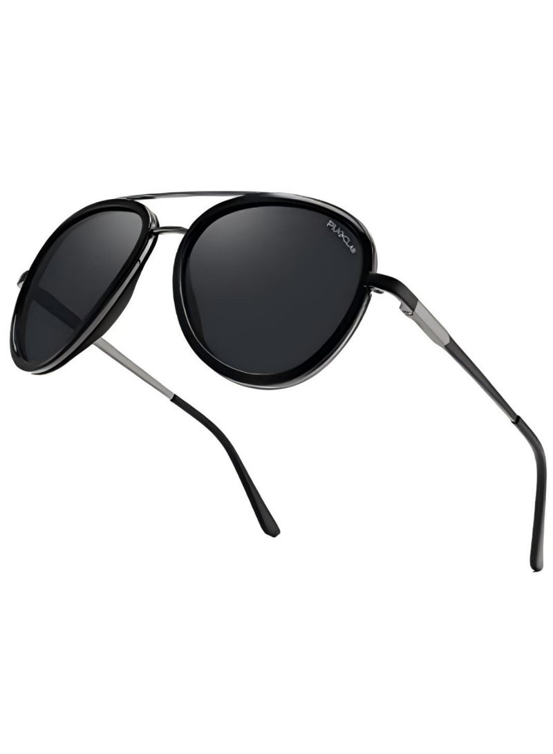 بوكيلار نظارات شمسية PUKCLAR للرجال والنساء مقاومة للانعكاس خفيفة الوزن مناسبة للقيادة والصيد والرياضة، نظارات الطيار المستديرة للرجال مع مفصلات ربيعية - Image 1