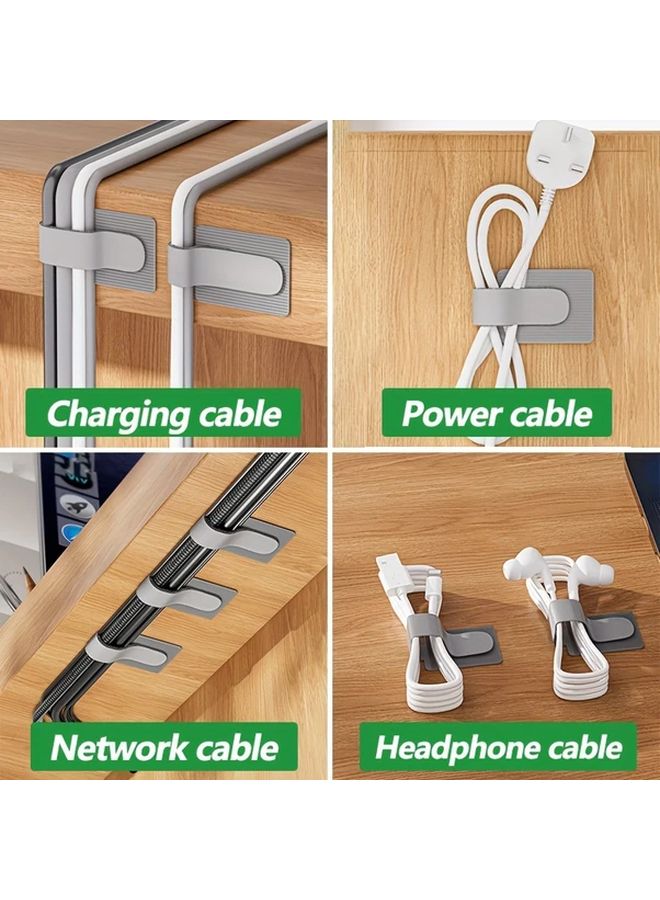 White Self Adhesive Nylon Cable Clips 20pcs Under Desk Cord Management Straps - Image 2