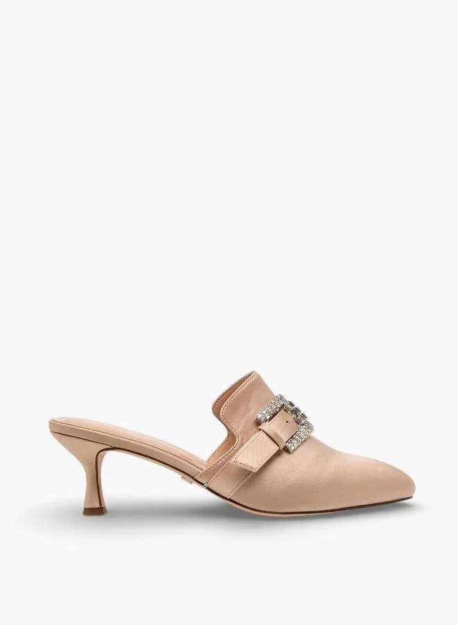 Celeste BEIGE Women Buckle Detail Stiletto Hee Mules for Women | Best Price UAE