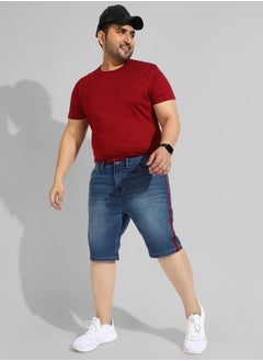 Instafab Plus Men's Classic Blue Medium-Washed Regular Fit Denim Shorts  - Image 5