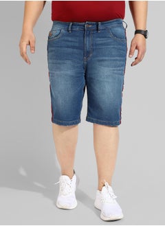Instafab Plus Men's Classic Blue Medium-Washed Regular Fit Denim Shorts  - Image 2