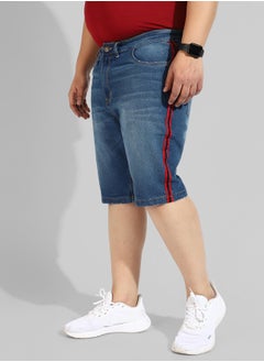Instafab Plus Men's Classic Blue Medium-Washed Regular Fit Denim Shorts  - Image 3