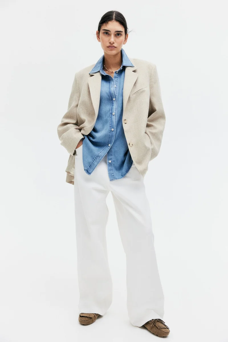 اتش اند ام قميص دنيم من اللايوسيل