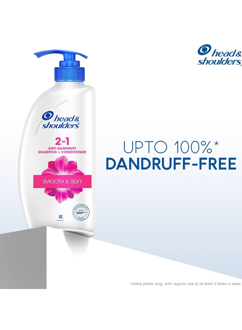 Head & Shoulders 2-in-1 Smooth and Silky Anti Dandruff Shampoo + Conditioner for Women & Men, With Almond Milk (650 ml)  - Image 2