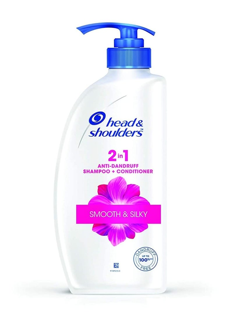 Head & Shoulders 2-in-1 Smooth and Silky Anti Dandruff Shampoo + Conditioner for Women & Men, With Almond Milk (650 ml)  - Image 1