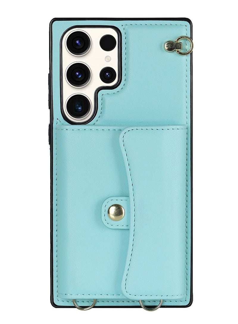 Suteni Crossbody Strap Back Cover Card Slots Leather Phone Case for Samsung - Image 1