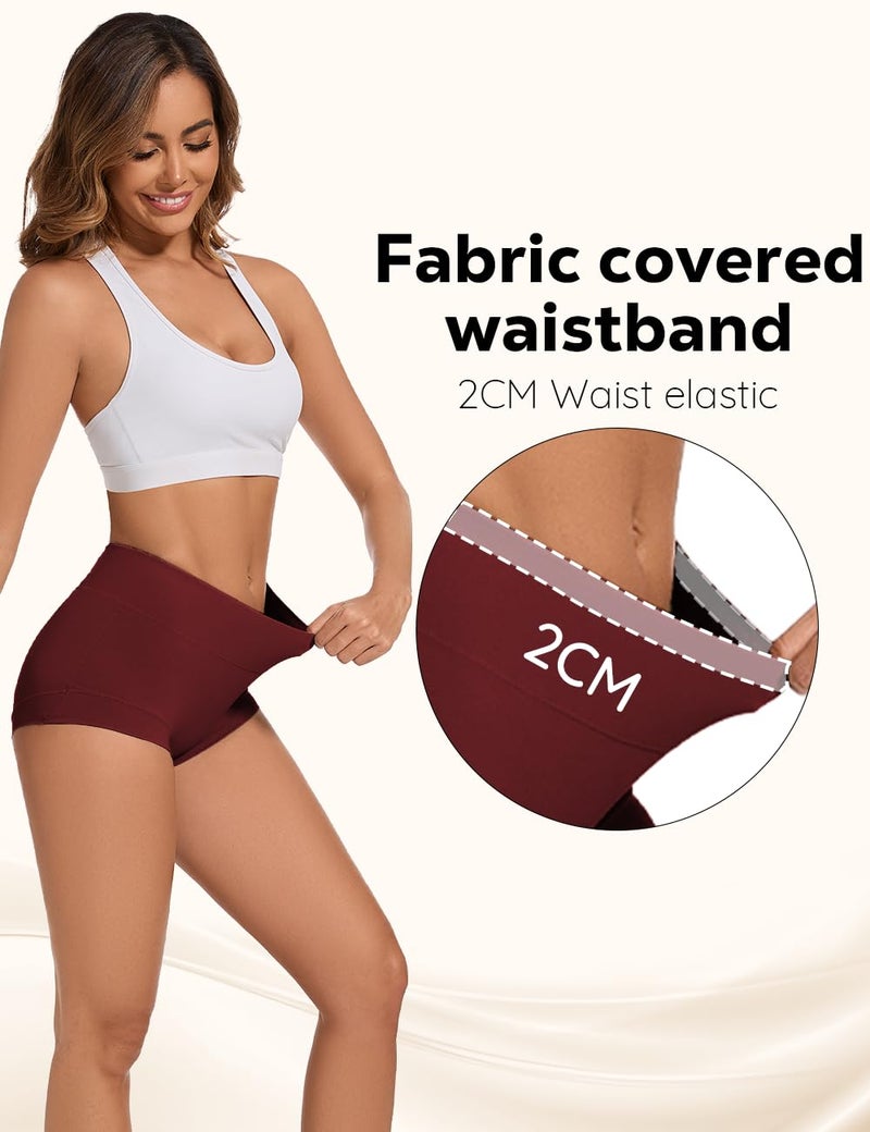 ALLBASE womens Cotton Underwear Ladies High Waisted Full Coverage Stretch Postpartum Panties Pack of 5,Multicolor,Medium - Image 2