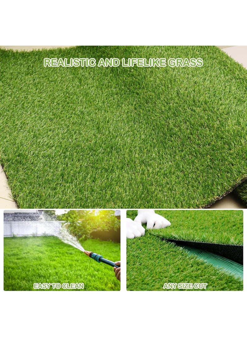 Artificial Lawn 36pcs Interlocking Artificial Grass Tiles For Patio, Balcony, Backyard, Artificial Turf Floor, 12x12 inches,Green - Image 4