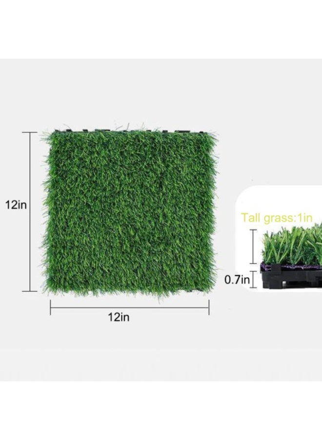Artificial Lawn 36pcs Interlocking Artificial Grass Tiles For Patio, Balcony, Backyard, Artificial Turf Floor, 12x12 inches,Green - Image 2