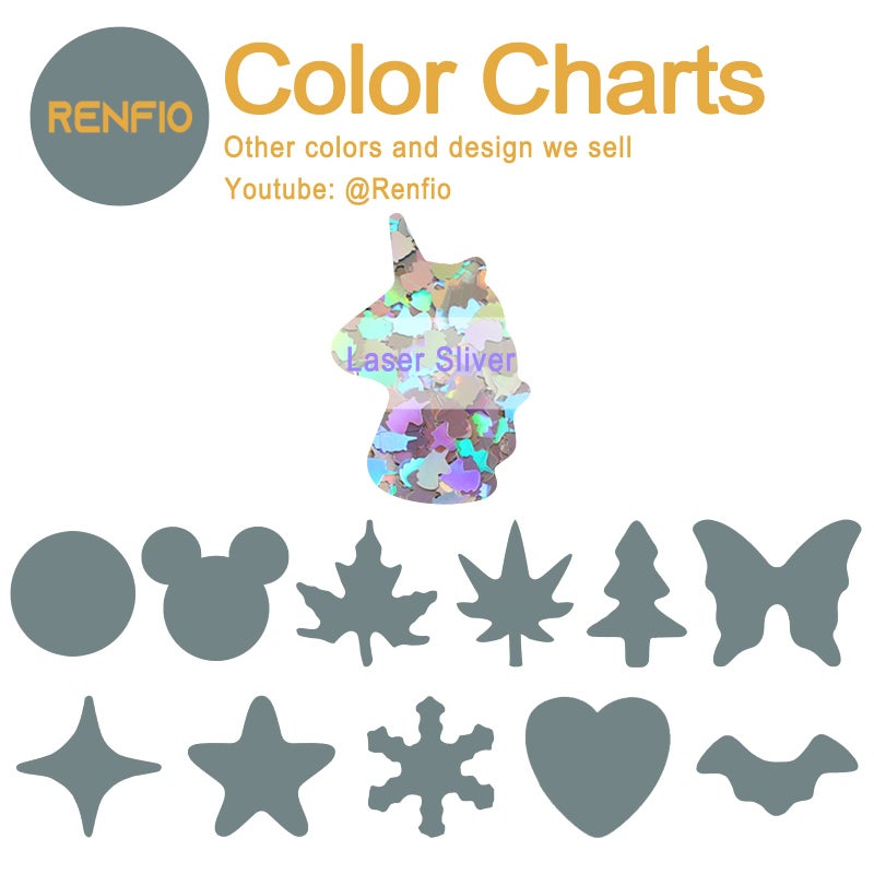 Renfio 1.75 Oz 50g Holographic Unicorn Confetti Glitter Sequin Unicorns Shape Shiny Glitters Resin Sparkle Chunky Sequins for DIY Mold Art Nail Artwork Holiday Decoration - Laser Sliver - Image 3