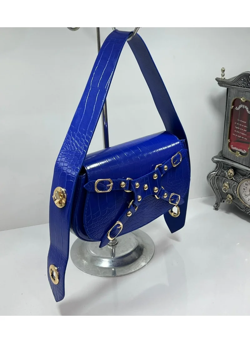 The Girl House Crocodile Pattern Manc Model Women's Shoulder Bag with Double Sided Special Lock System