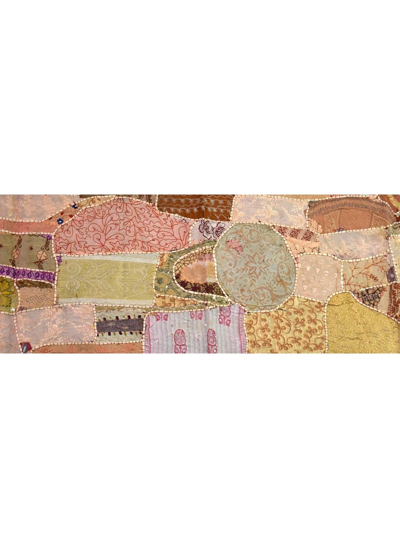 Global Art - Global Art Classic Indian Art Table Runner Tapestry Wall Hanging Nice Art Patchwork Embroidery Design Home Interior Kitchen Room Decoration - Image 1