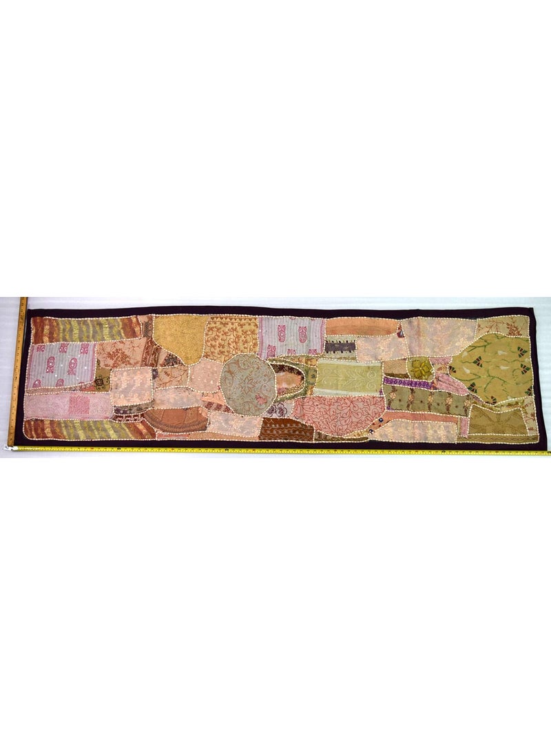 Global Art - Global Art Classic Indian Art Table Runner Tapestry Wall Hanging Nice Art Patchwork Embroidery Design Home Interior Kitchen Room Decoration - Image 1