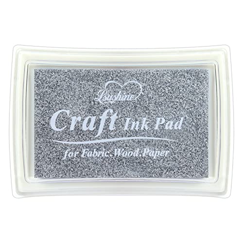 Lsushine Craft Ink Pad for Rubber Stamps Paper Wooden Fabric Scrapbooking NonToxic Finger Ink Pads for Kids Silver - Image 1