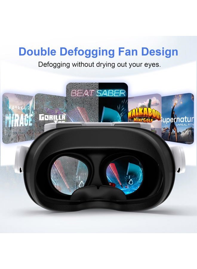 STARTRC GAMES Facial Interface Cooling Fan for Meta Quest 3S Accessories, Soft PU Leather & Ice Silk Cotton Face Pad Compatible with Oculus Quest 3S, Adjustable Fan to Relieve Lens Fogging (3 Speeds) - Image 4