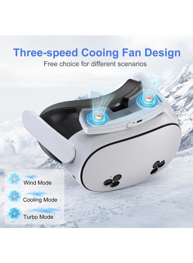 STARTRC GAMES Facial Interface Cooling Fan for Meta Quest 3S Accessories, Soft PU Leather & Ice Silk Cotton Face Pad Compatible with Oculus Quest 3S, Adjustable Fan to Relieve Lens Fogging (3 Speeds) - Image 2