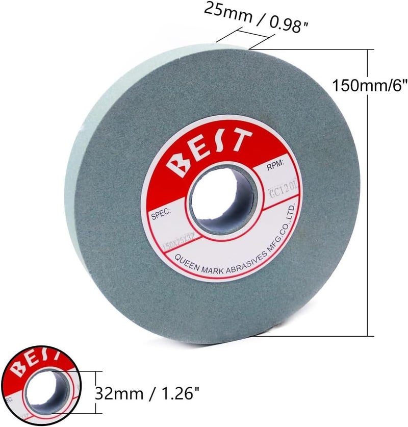 Utoolmart Bench Grinding Wheels 6 inch Green Silicon Carbide 120 Grit Grinding Wheel for Surface Grinding Sharpening Carbide Tools 1pcs - Image 2