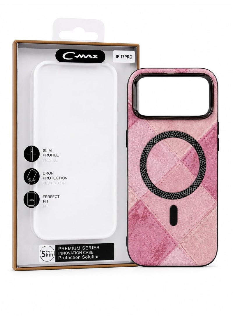 Cmax Premium Quilted MagSafe Protective Case with Raised Camera Guard for iPhone 17 Pro - Pink - Image 1