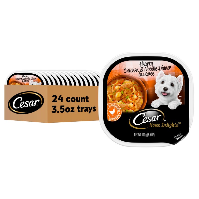 Cesar Home Delights Adult Wet Dog Food Hearty Chicken Noodle Dinner in Sauce 35 oz 24 Count Pack of 1