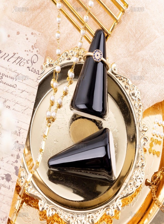 AUEAR, 2 Pack Ceramic Ring Holder Tower for Jewelry Cone Shaped Display Stand Black - Image 2