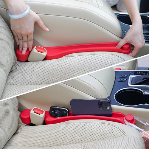 Givifive Car Seat Gap Filler Set of 2, 3IN1 Seat Side Gap Filler Plug with Storage Slot & Hook Function, Soft Foam Universal Fit Car SUV Truck Fill Gap Between Seats Console Organizer（Standard Red） - Image 1