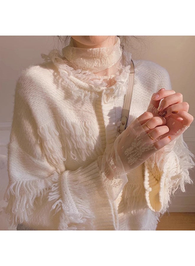 Modal Elegant High-Neck Lace Blouse, Women'S Fashionable Top For Autumn/Winter 2025 - Image 4