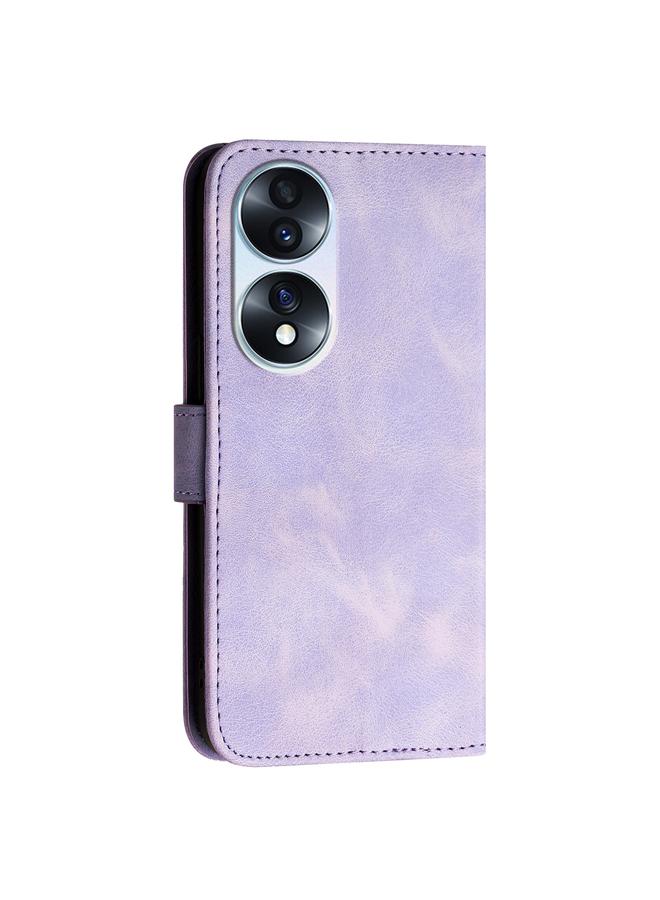 S-TOP Case For Honor 70 Grid Butterfly Embossed Pattern Leather Phone Case with Lanyard - Image 3