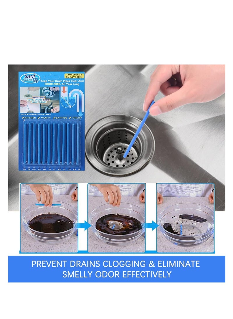 ECVV Drain Cleaner Sticks, 24pcs Sink Cleaner and Deodorizer Sticks for Drains Keeps Drains Clear and Odor-Free for Bathroom, Kitchen, Toilet, Shower Drain Pipe Eliminate Odors Prevent Clogged - Image 2