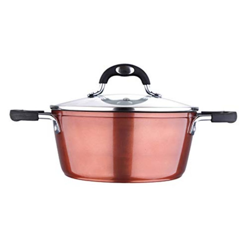 Casserole dish with lid for cooking, forged aluminum with induction base, 20x9 cm, black - Image 4