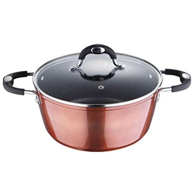 Casserole dish with lid for cooking, forged aluminum with induction base, 20x9 cm, black - Image 1