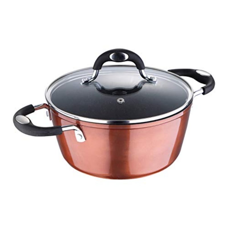 Casserole dish with lid for cooking, forged aluminum with induction base, 20x9 cm, black - Image 3
