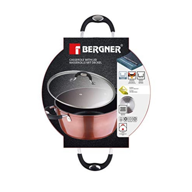 Casserole dish with lid for cooking, forged aluminum with induction base, 20x9 cm, black - Image 5