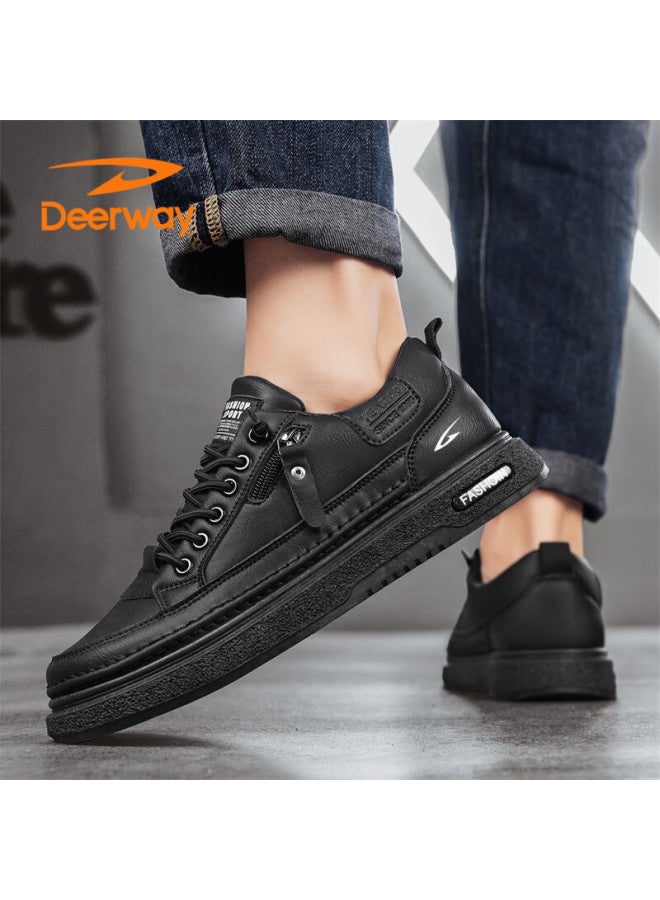 Deerway Men's Shoes Spring Summer Casual Sneakers Fashionable White Sports Shoes Black Size 44 - Image 2