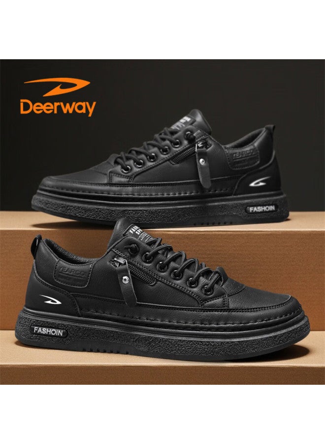 Deerway Men's Shoes Spring Summer Casual Sneakers Fashionable White Sports Shoes Black Size 44 - Image 3