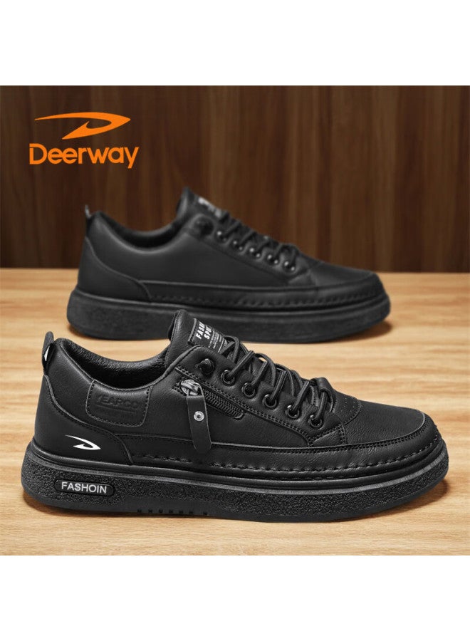 Deerway Men's Shoes Spring Summer Casual Sneakers Fashionable White Sports Shoes Black Size 44 - Image 5