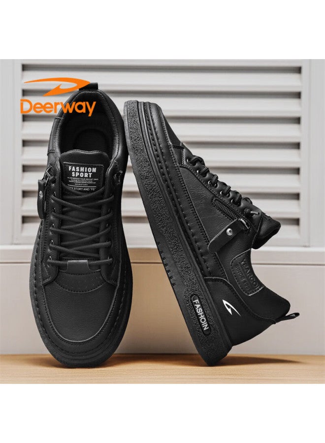 Deerway Men's Shoes Spring Summer Casual Sneakers Fashionable White Sports Shoes Black Size 44 - Image 4
