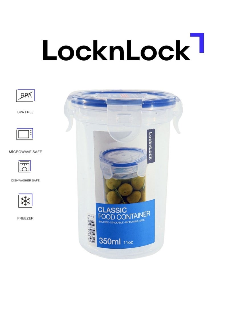 لوك آند لوك علبة تخزين طعام دائرية محكمة الغلق من لوك لوك سعة 350 مل - خالية من مادة BPA، آمنة للاستخدام في الميكروويف والفريزر وغسالة الأطباق - Image 1