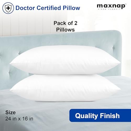 MAXNAP Fresh Essential Hollow Fiber Sleeping Pillow | Soft & Fluffy Support | White | 24 x 16 Inch | Pack of 2 - Image 2