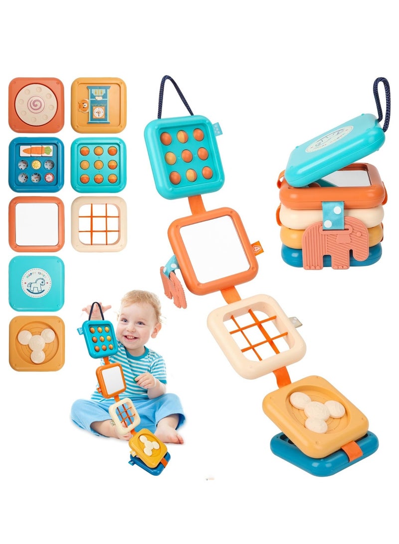 XICEN Baby Busy Board Montessori Toys, 7 in 1 Car Seat and Stroller Toys, Toddlers Activities Cube Early Development Toy, Develop Hand-eye Coordination and Motor Fine Skills - Image 1