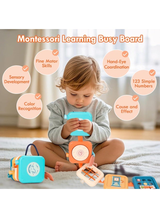 XICEN Baby Busy Board Montessori Toys, 7 in 1 Car Seat and Stroller Toys, Toddlers Activities Cube Early Development Toy, Develop Hand-eye Coordination and Motor Fine Skills - Image 3