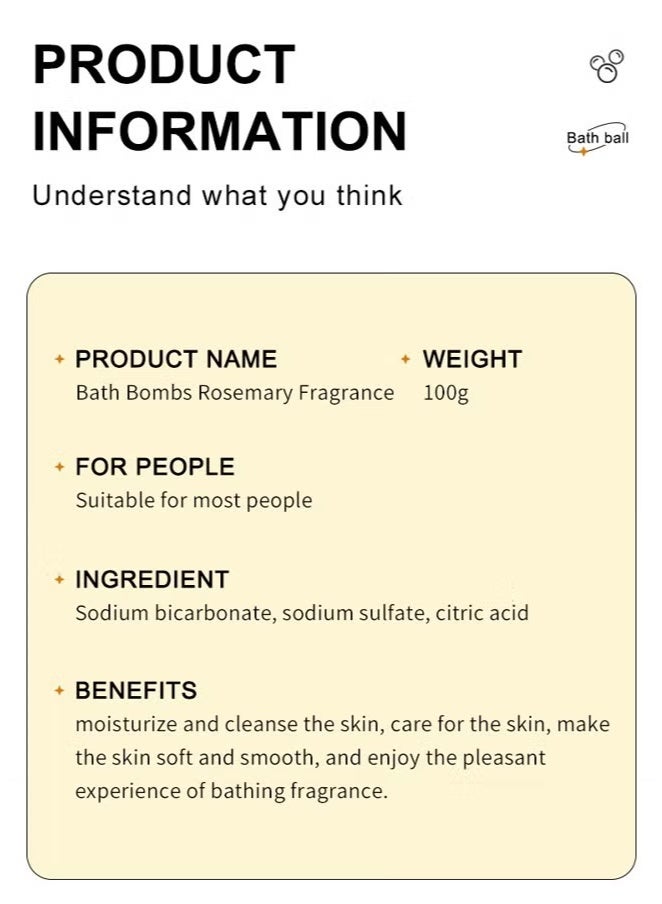 SADOER 100g Bath Bomb Balls Cleansing Aromatherapy Bath Balls Rosemary Scent - Image 2