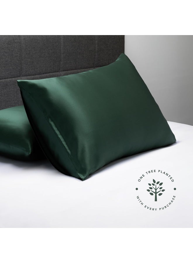 Fishers Finery 25mm 100% Pure Mulberry Silk Pillowcase (Dark Green Queen) - Image 3