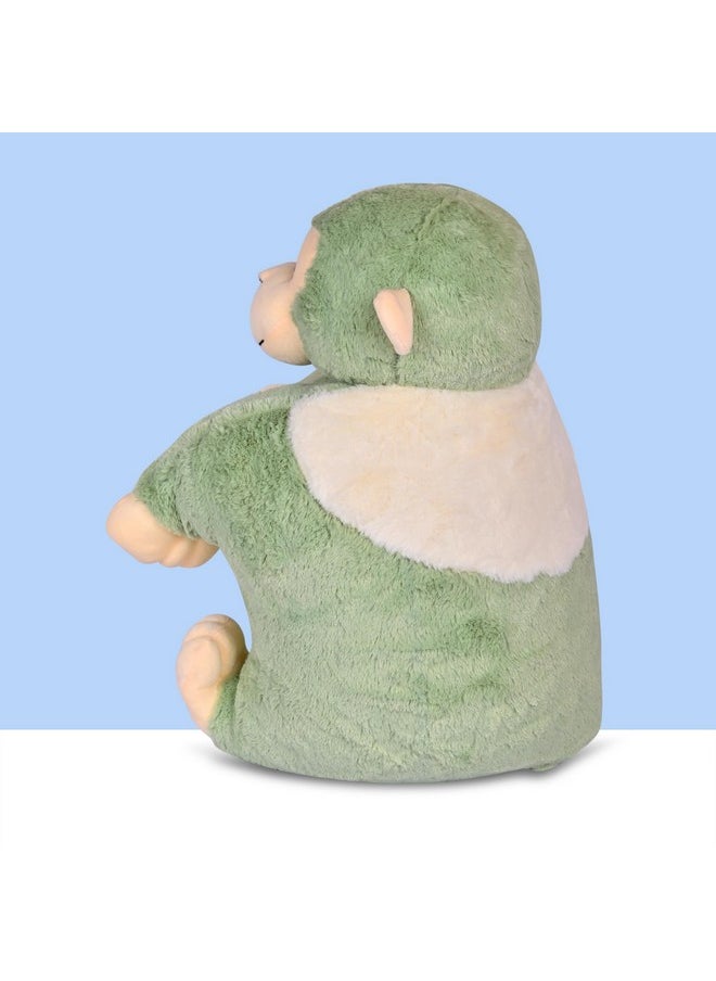 Besties BESTIES Premium Fur Monkey Soft Toy Cum Pillow Green - Height 45 cm  - Image 4
