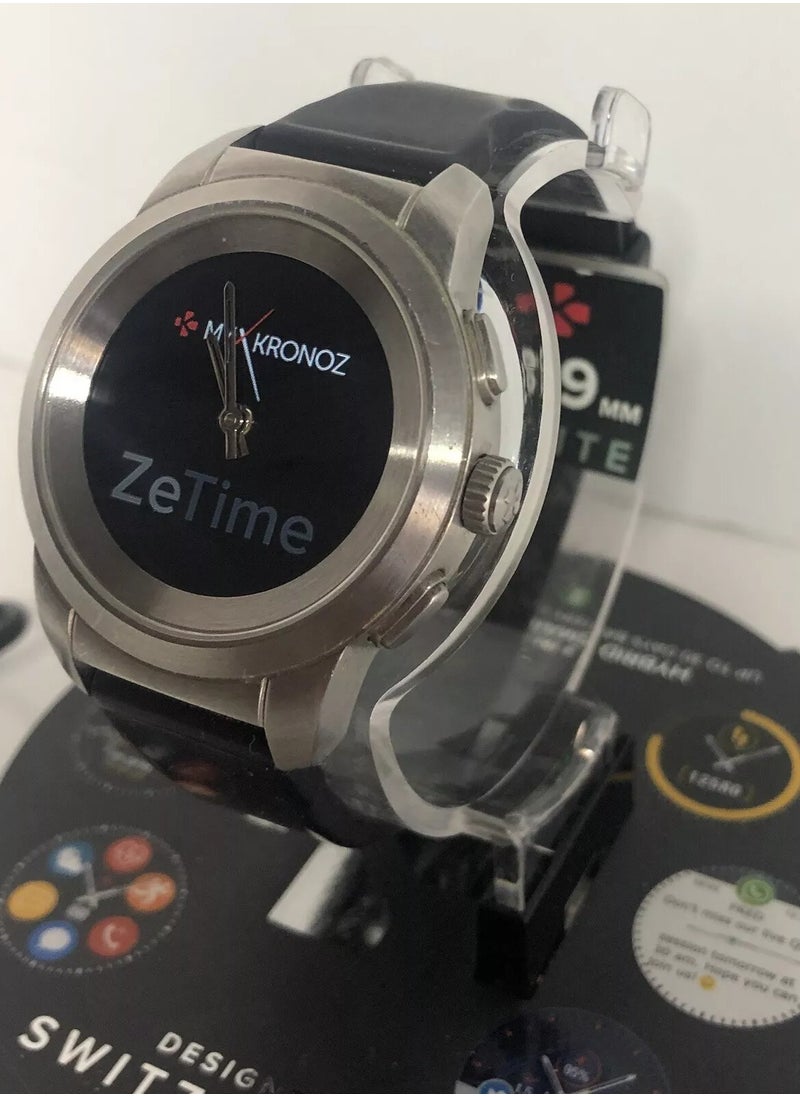 REBENUO - MyKronoz ZeTime Premium Hybrid Smart Watch 44mm with Mechanical Hands on Color Touch Screen in Black - Image 1