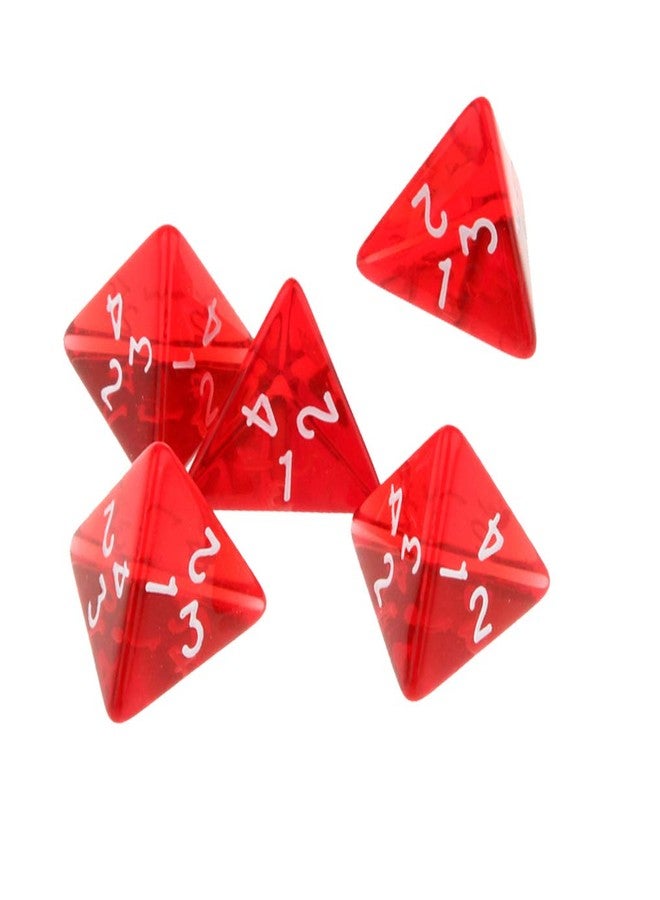 مجموعة نرد متعددة الأوجه من يوتفاندول، 5 قطع، 20 مم، D4، لألعاب الطاولة Dungeons and Dragons وDND وRPG وMTG، باللون الأحمر مع حقيبة سوداء. - Image 3