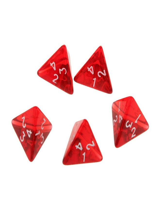 مجموعة نرد متعددة الأوجه من يوتفاندول، 5 قطع، 20 مم، D4، لألعاب الطاولة Dungeons and Dragons وDND وRPG وMTG، باللون الأحمر مع حقيبة سوداء. - Image 2