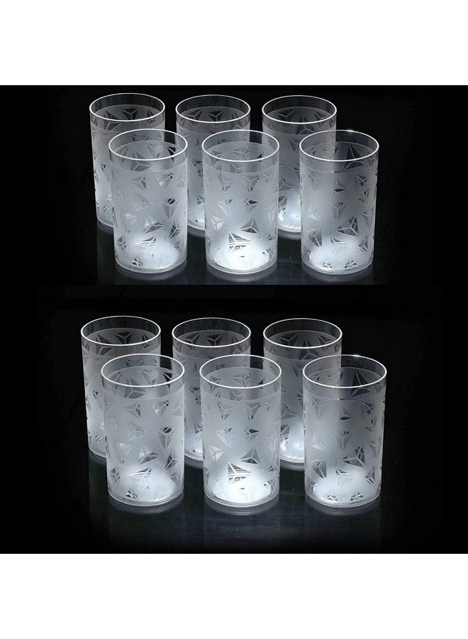 Kitchenwell 12 Pcs Diamond Plastic Unbreakable Multi-Purpose Transparent Water/Juice Glass Set (300 ML,Clear) - Image 1