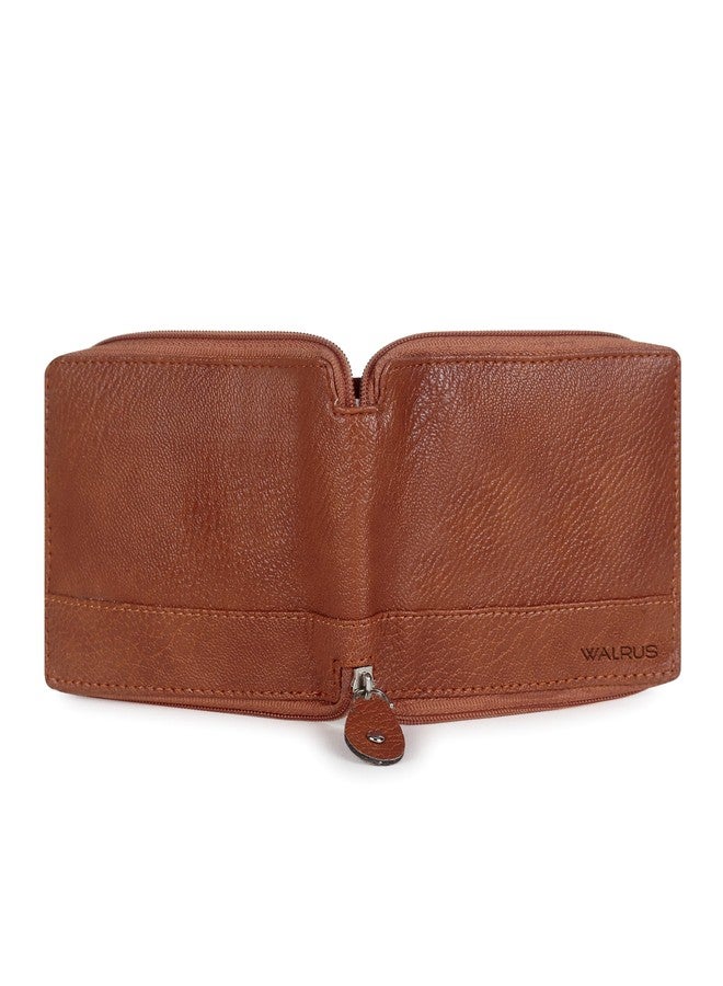 Walrus Roady II Brown Zip Wallet - Vegan Leather, 2 Currency Pockets, Coin Flap, 4 Card Slots, Hidden Pockets, Slim & Stylish Wallet for Men - Image 4