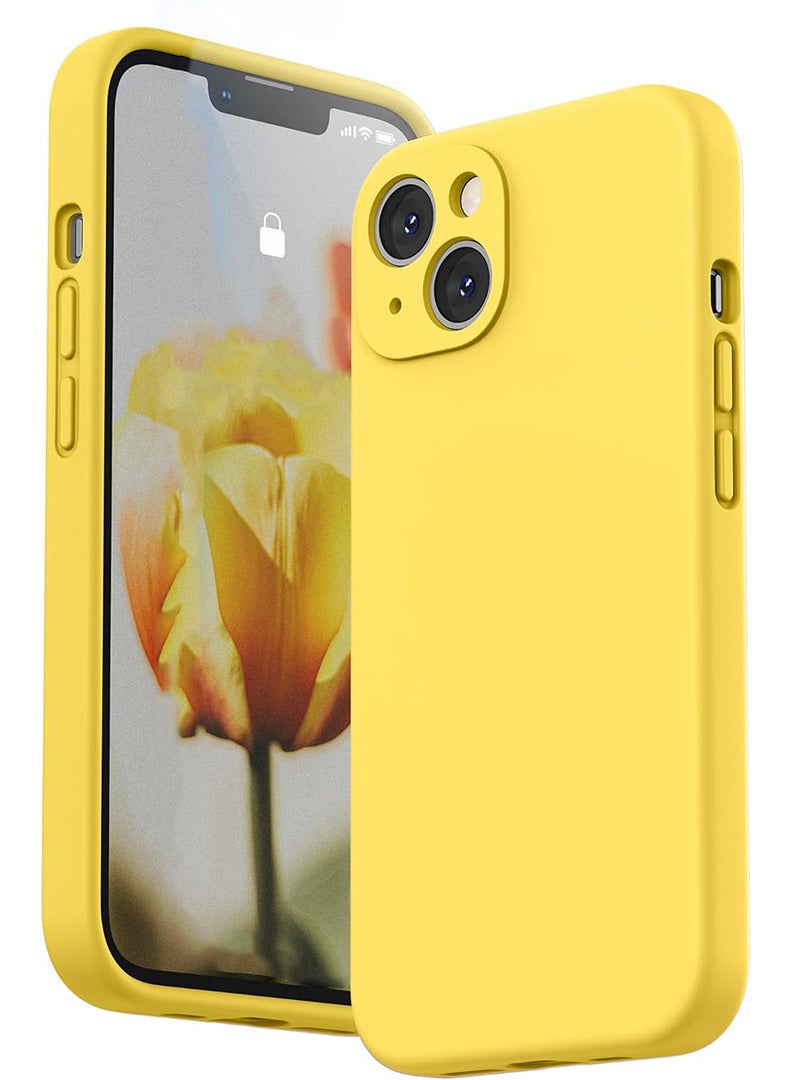 Case Up Compatible with iPhone 14 6.1 Inch Case, Premium Liquid Silicone [Camera Protection] [Soft Anti-Scratch Microfiber Lining] Shockproof Protective Slim Phone Cover for iPhone 14, Yellow - Image 1