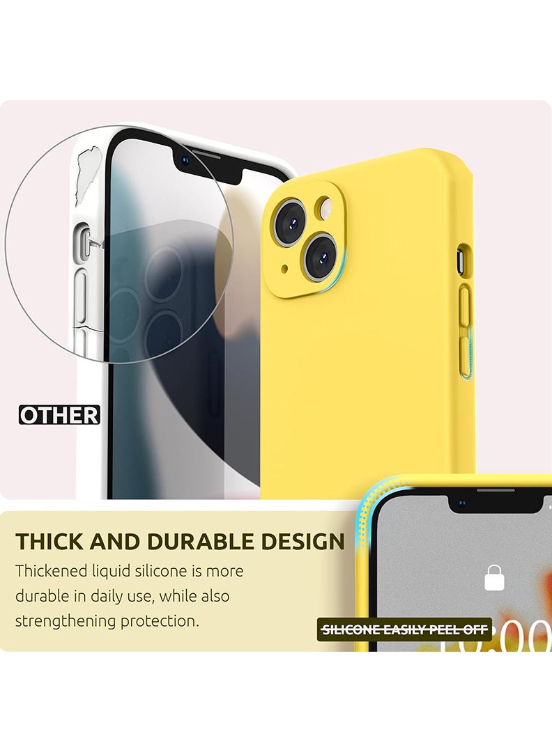 Case Up Compatible with iPhone 14 6.1 Inch Case, Premium Liquid Silicone [Camera Protection] [Soft Anti-Scratch Microfiber Lining] Shockproof Protective Slim Phone Cover for iPhone 14, Yellow - Image 2